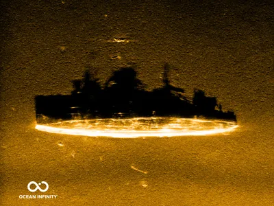 A high-resolution synthetic aperture sonar image of the USS Stewart