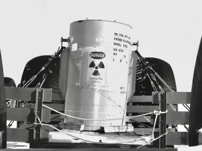 A lead canister carrying the fuel rods from the U.S. Army&rsquo;s Camp Century nuclear reactor in Greenland, during decommissioning in 1960s.
