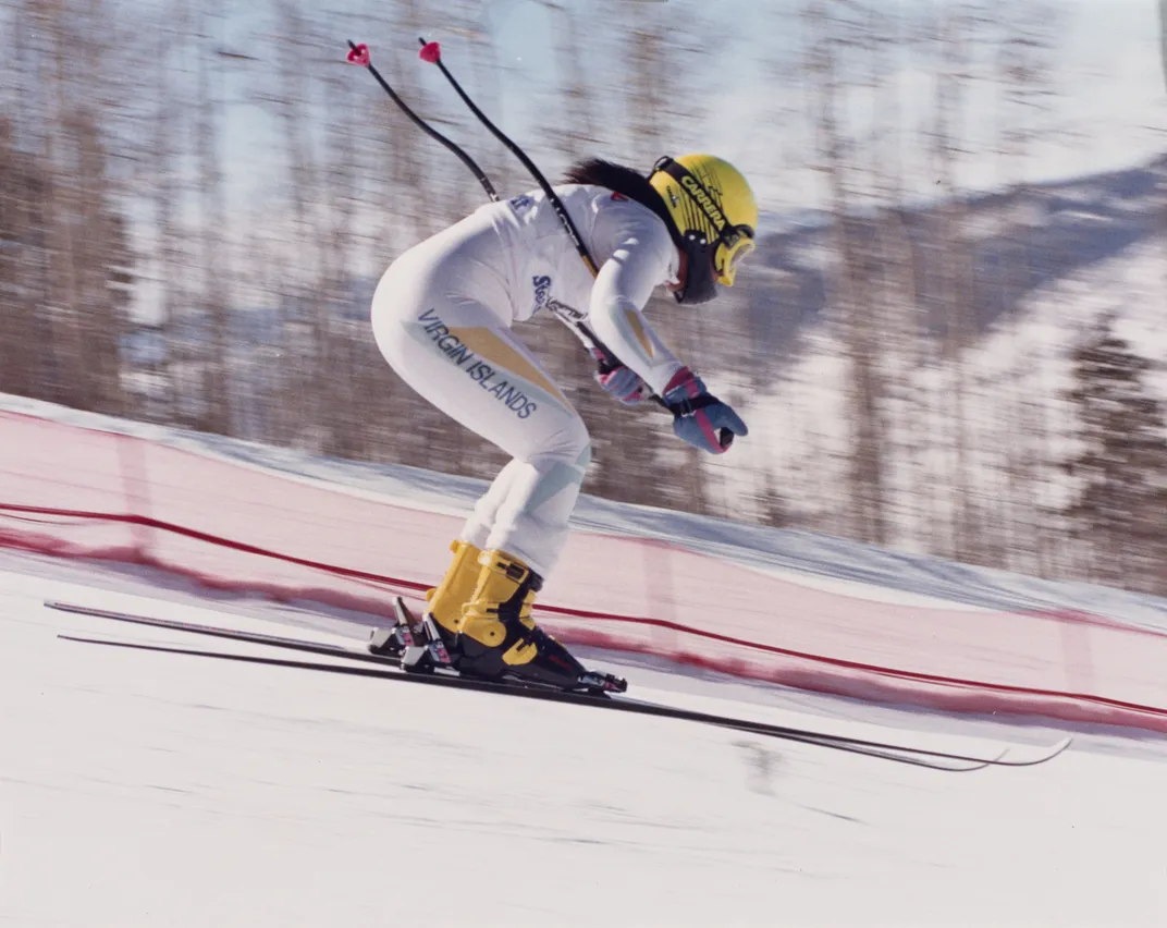 Seba Johnson during the 1989 Alpine Skiing World Cup