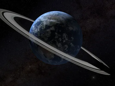 An illustration of Earth with a ring.