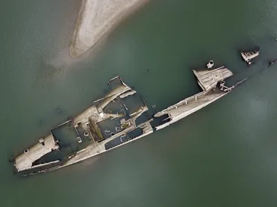 Earlier this month, scuttled World War II-era ships were visible in the Danube River near Prahovo, Serbia.

