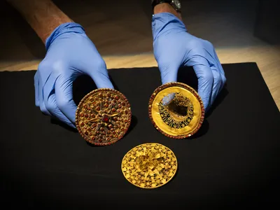 These ornate ear studs from the kingdom of Tabanan were among the 288 artifacts returned to Indonesia.