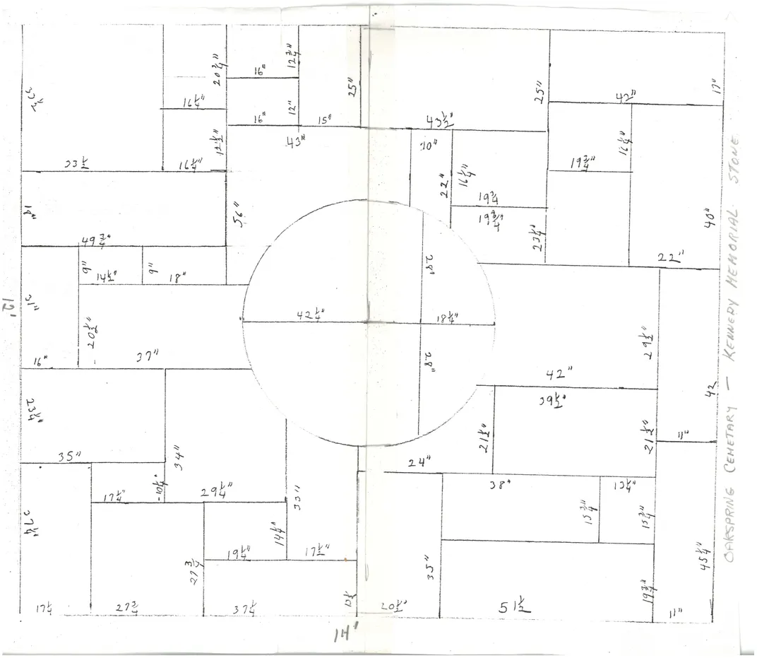 Plan for the replica of Kennedy’s gravesite at Oak Spring