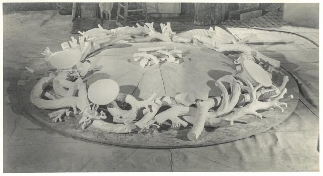 Plaster maquette of the memorial wreath in