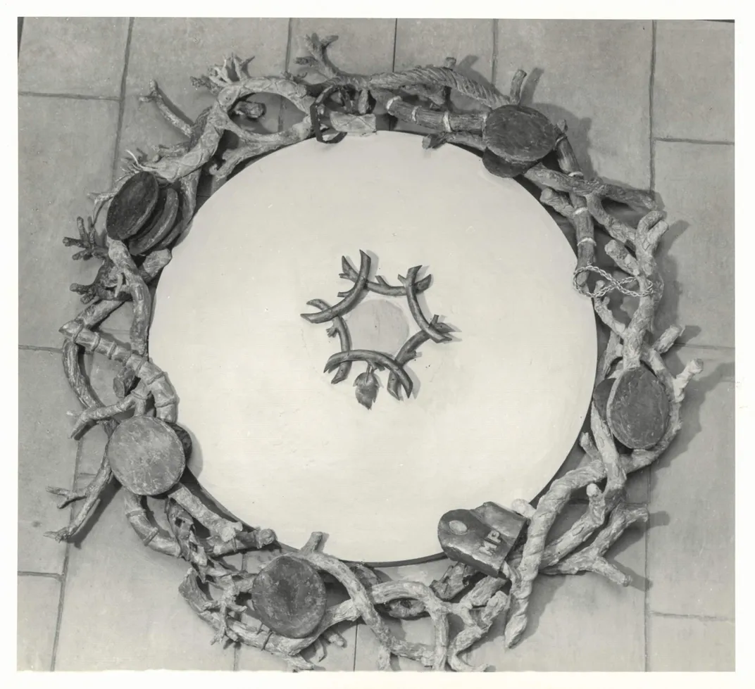 Completed wreath in Féron’s studio