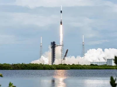 The SpaceX Falcon 9 rocket carrying the company&#39;s Dragon spacecraft launches on Saturday from Cape Canaveral Space Force Station.